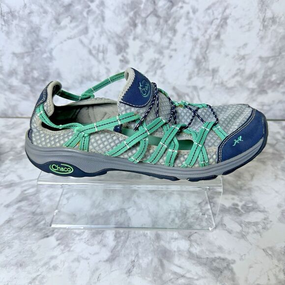 Chaco Womens Trail Shoes 10.5 Gray Teal Mesh Hiking Sneakers Adventure Outdoor‎ - Picture 10 of 16